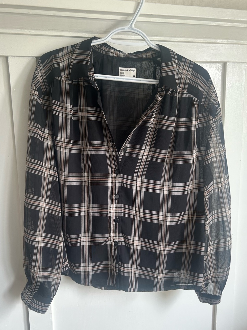 Sheer black plaid Frank and Oak blouse